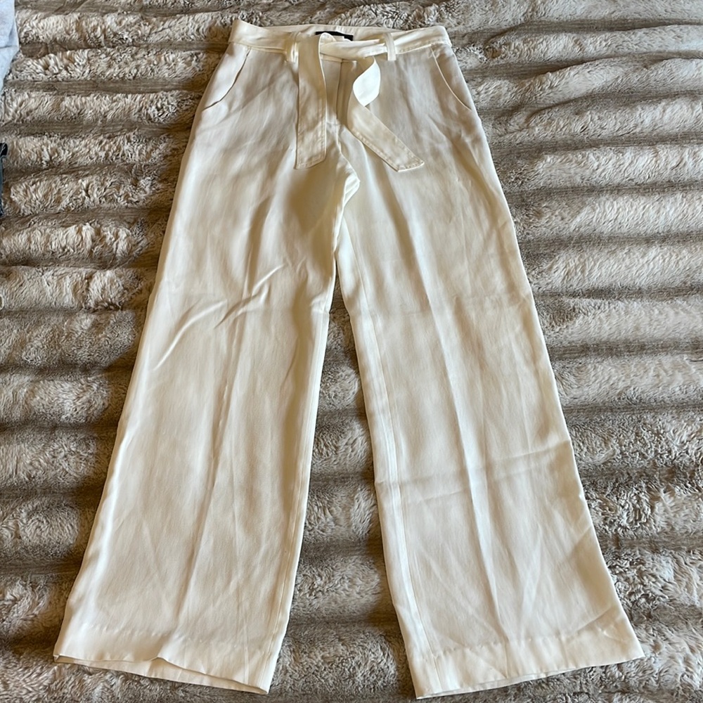 White Trousers Wide-Leg BCBG